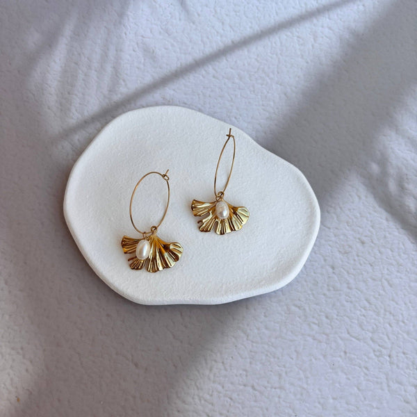 Creolen Ginkgo mit Perle