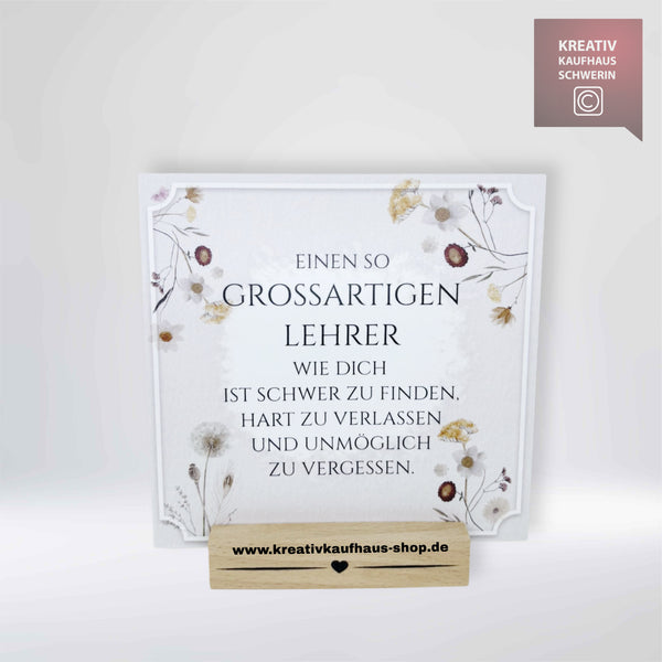 Schild mit Aufsteller "Großartiger Lehrer"