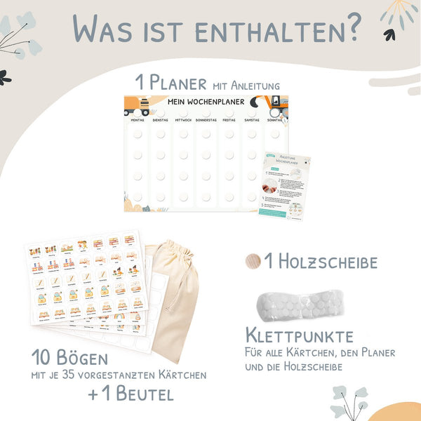 Wochenplaner für Kids im Bagger Design