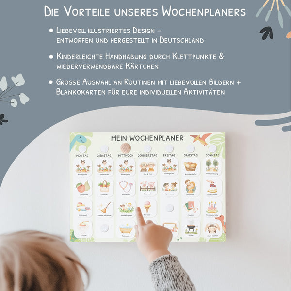 Wochenplaner für Kids im Dino Design