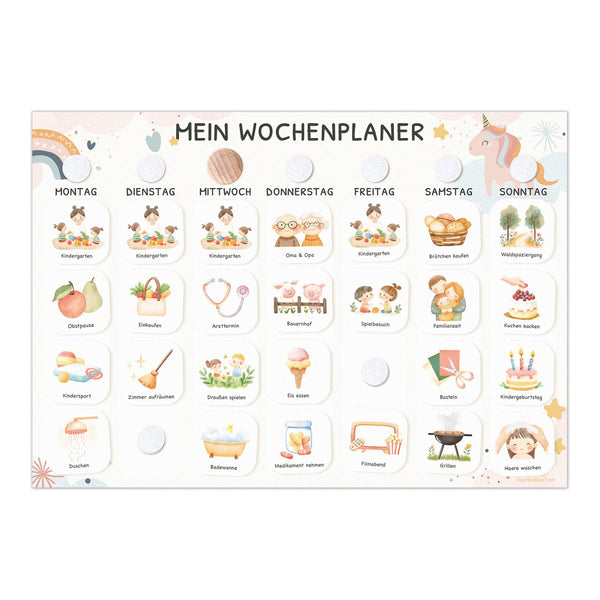Wochenplaner für Kids im Einhorn Design