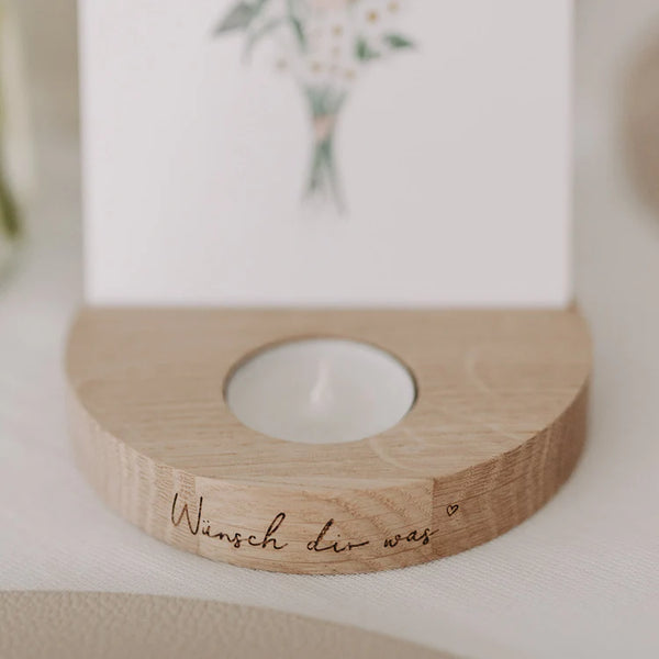 Teelicht Kartenhalter Wünsch Dir was