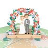 Brautpaar unter Blumenbogen Pop-Up
