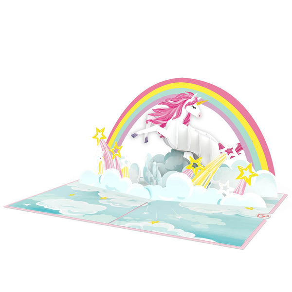 Einhorn mit Regenbogen Pop-Up Karte