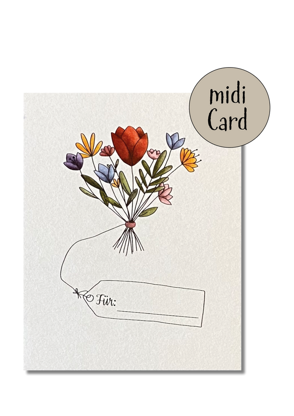 Midikarte Blumenstrauß mit Namensschild