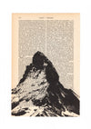 Mountain  - Vintage Book Page Matterhorn Art Print