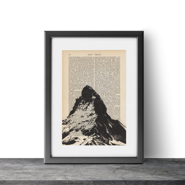 Mountain  - Vintage Book Page Matterhorn Art Print