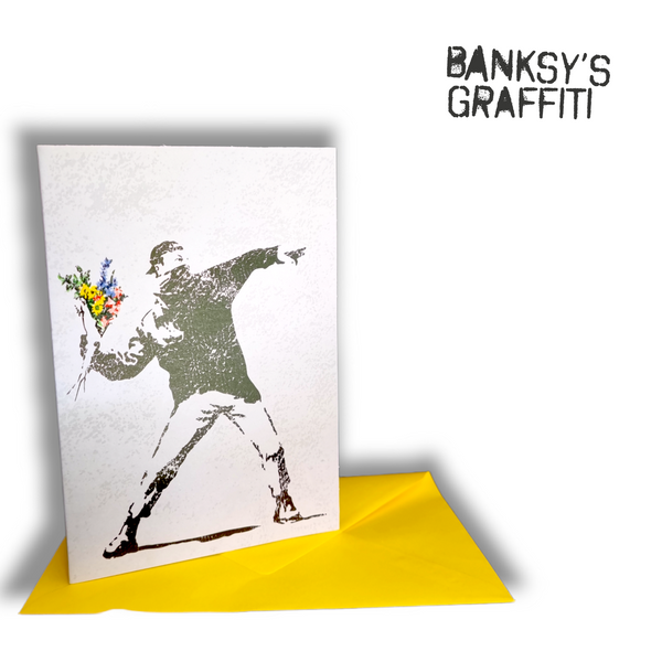 Banksy Klappkarte - The Flower Thrower