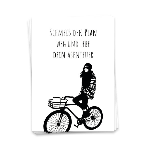 Postkarte Schmeiß den Plan weg und lebe dein Abenteuer | Motivationskarte, Mutmachkarte, positive Vibes, Affirmationskarte